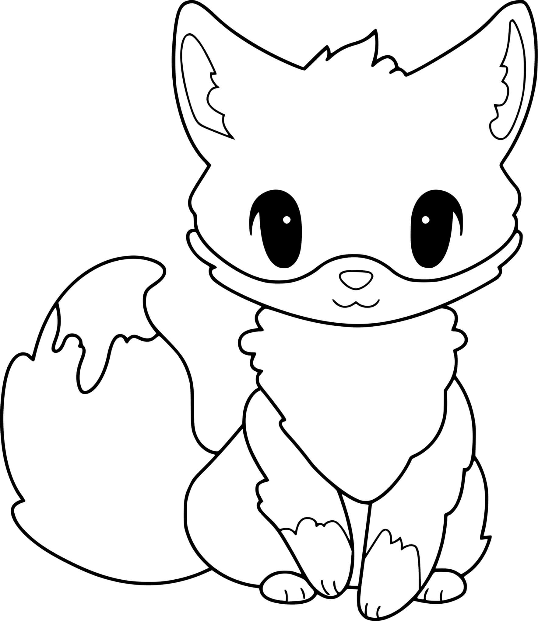 Coloriage Renard Mignon Animal Nocturne - Renard à imprimer