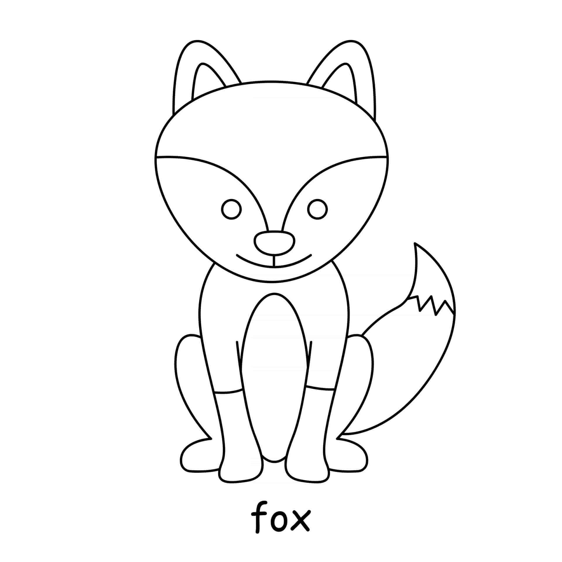 Coloriage Renard Roux Mignon - Animal à imprimer