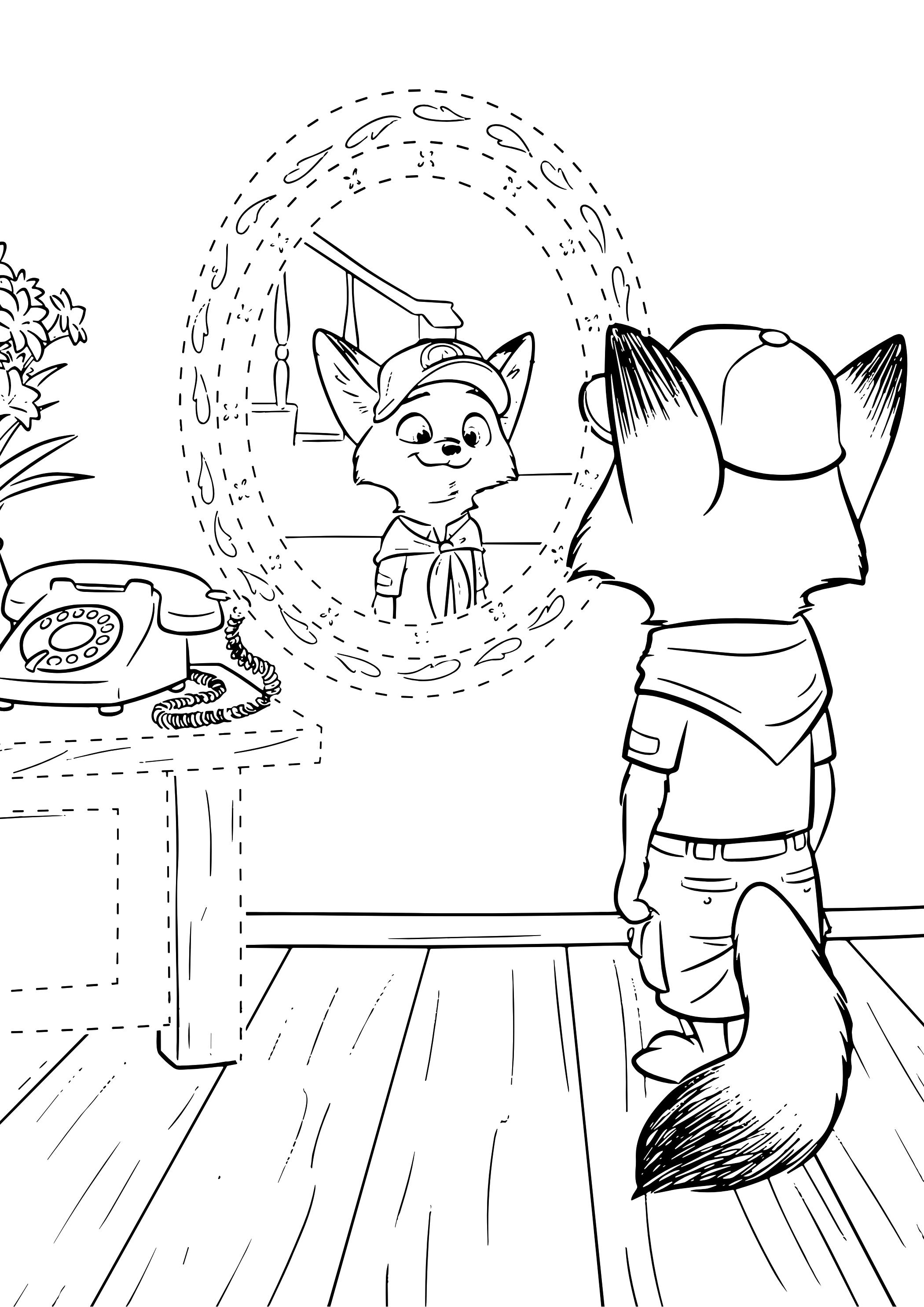 Coloriage Rencontre Entre Nick Wilde Et Judy Hopps De Zootopie - Zootopie à imprimer