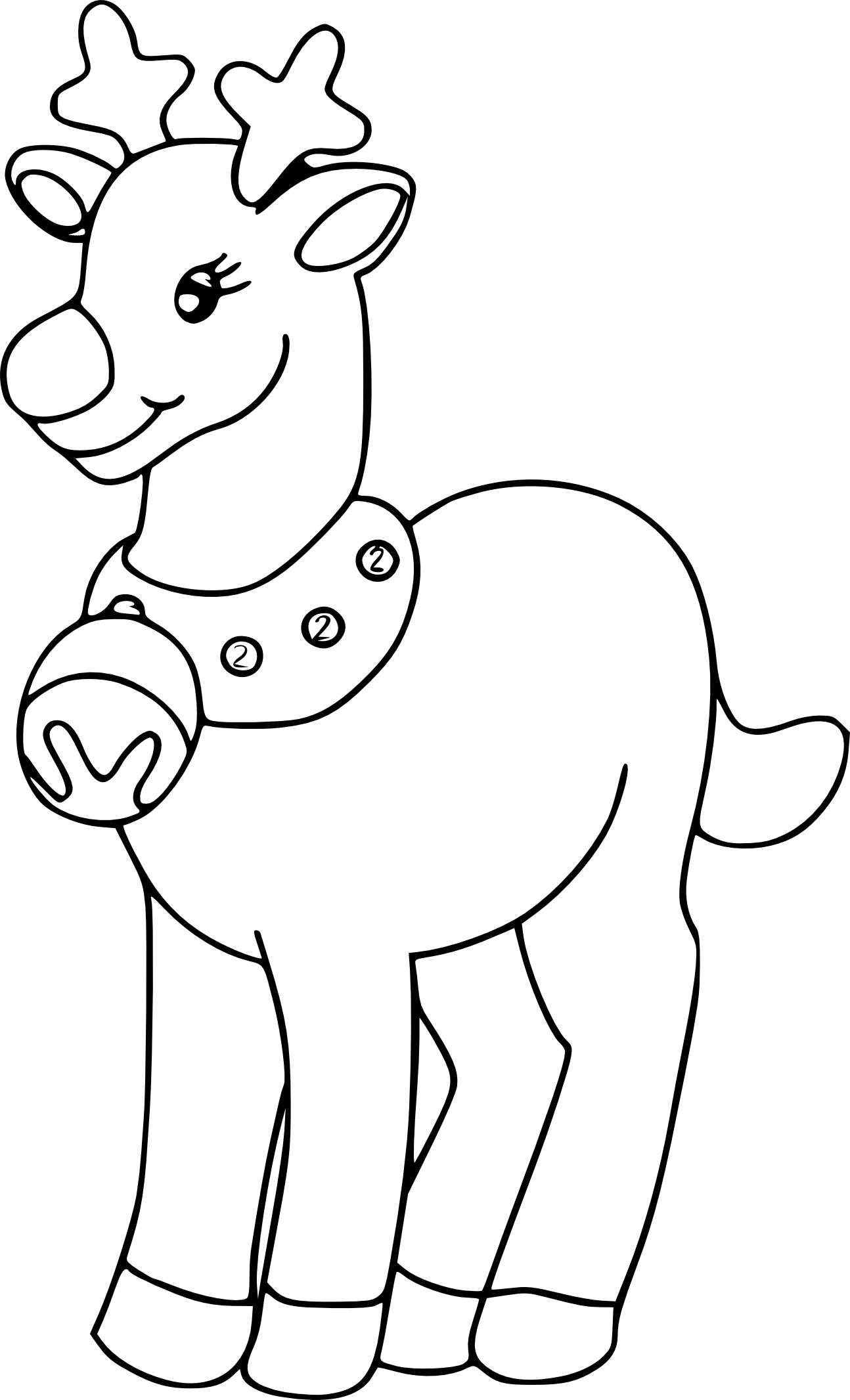 Coloriage Renne De Noël Et Son Nez Rouge Lumineux - Renne de Noël à imprimer