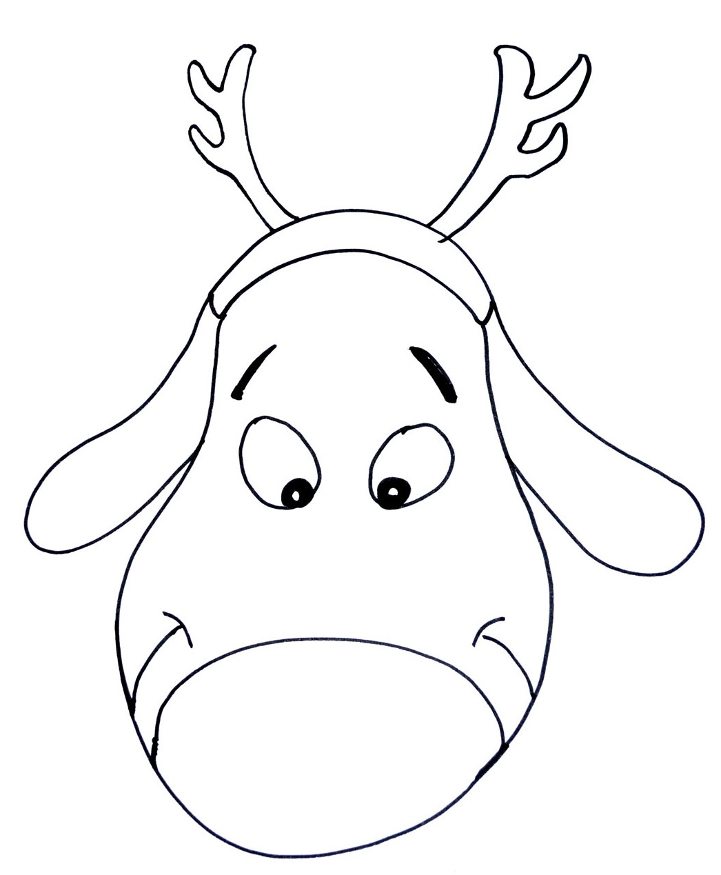 Coloriage Renne De Noël Joyeux Avec Un Grand Sourire - Renne de Noël à imprimer