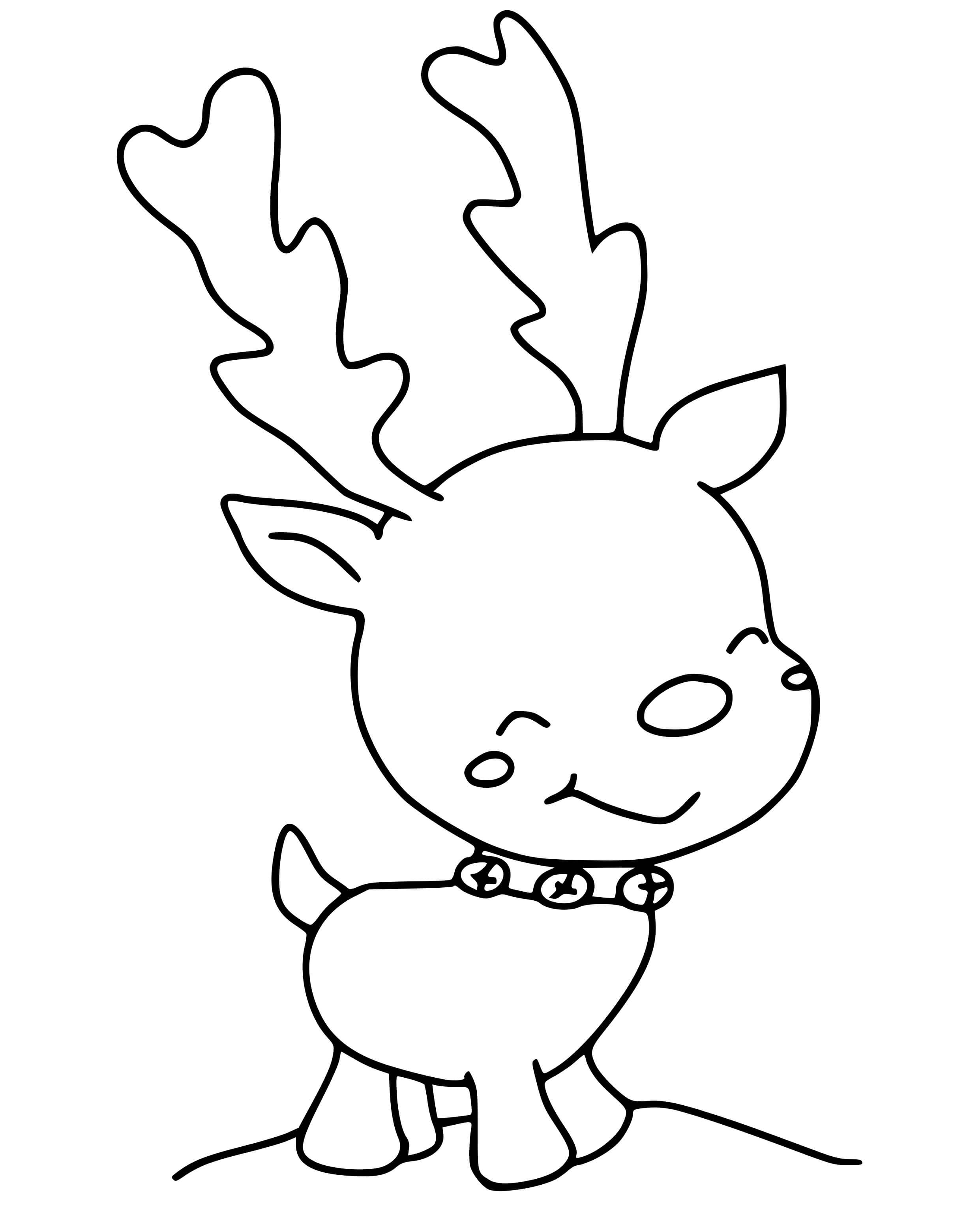Coloriage Renne De Noël Maternelle Facile - Renne de Noël à imprimer