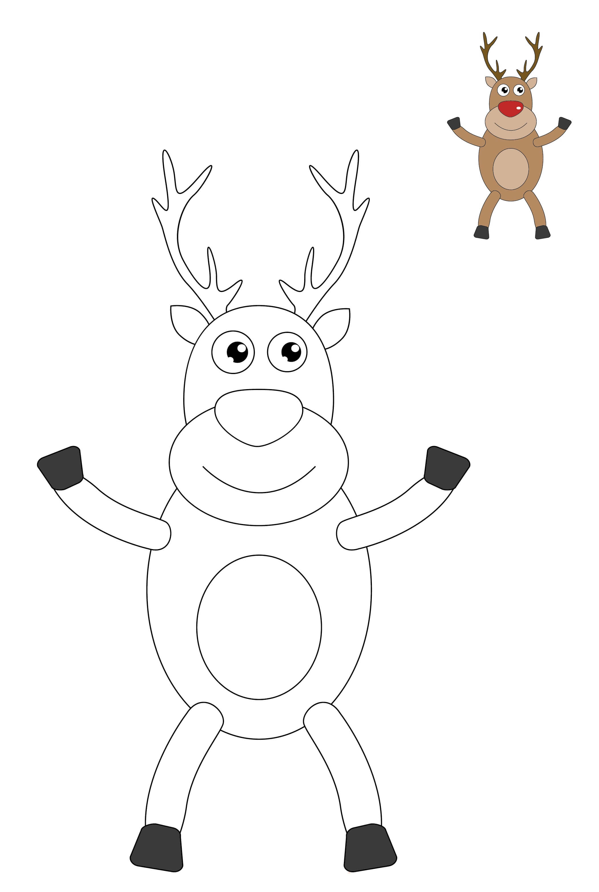 Coloriage Renne De Noël Pour Enfants - Renne de Noël à imprimer