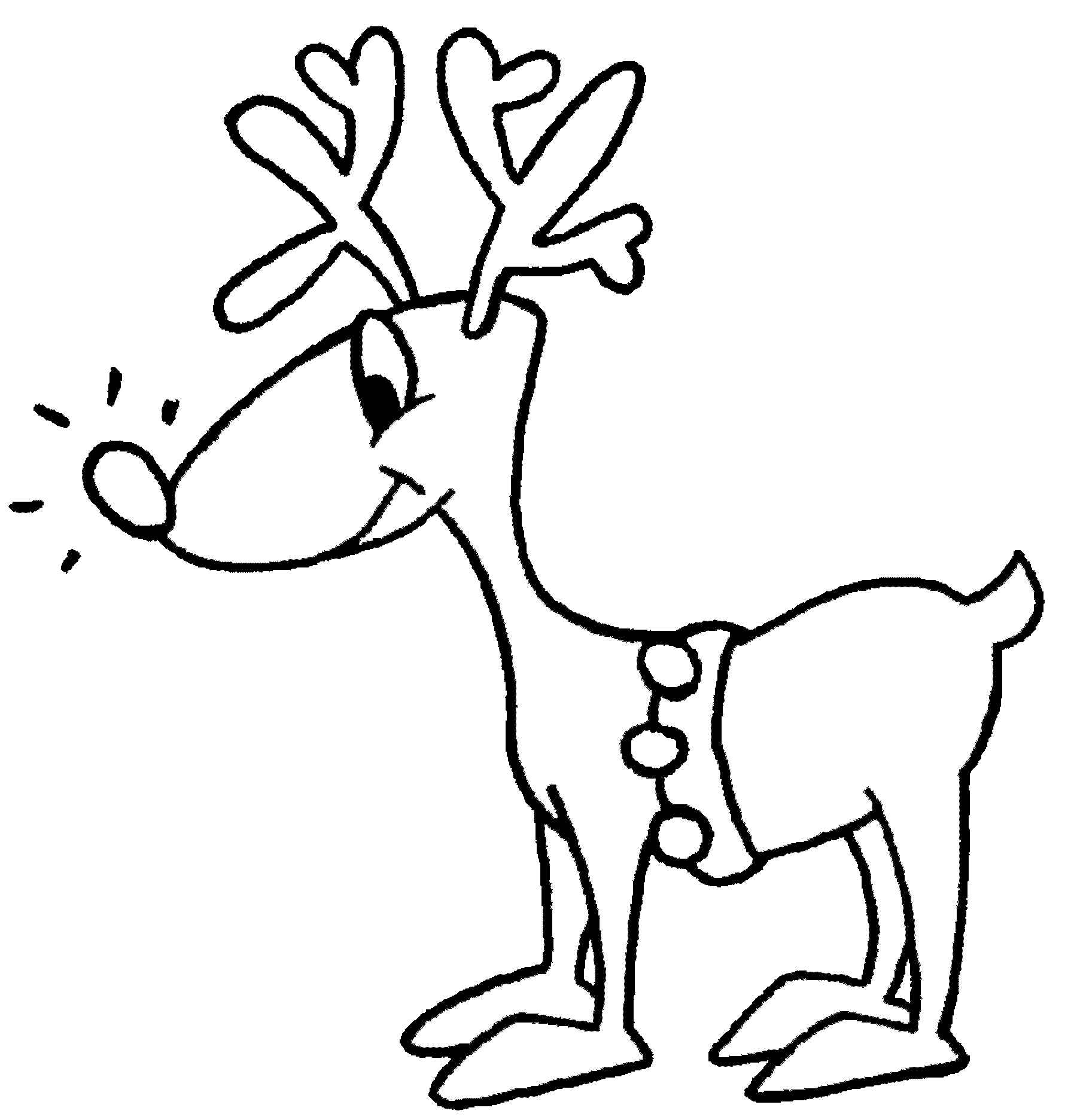 Coloriage Renne De Noël Rigolo Avec Lumière Allumee - Renne de Noël à imprimer