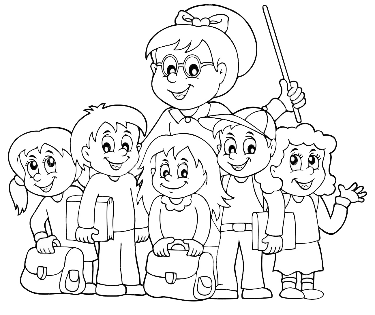 Coloriage Rentrée Scolaire Enseignante Et Ses Élèves - École à imprimer