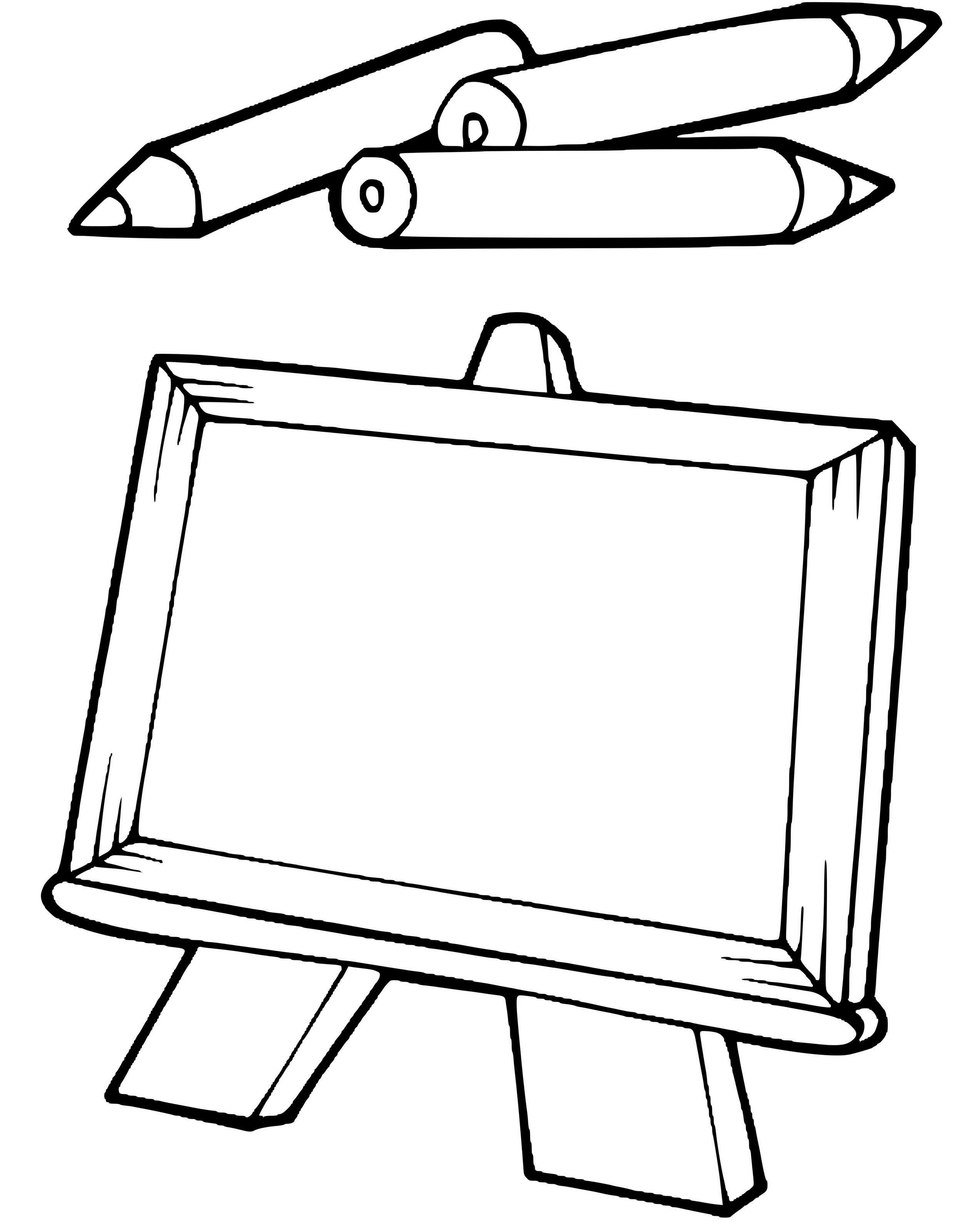 Coloriage Retour A L'école Tableau Et Crayons - Rentrée scolaire à imprimer