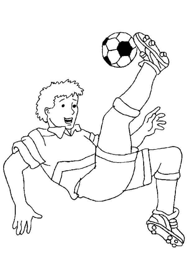 Coloriage Retourne Acrobatique D'Un Joueur De Foot - Football à imprimer