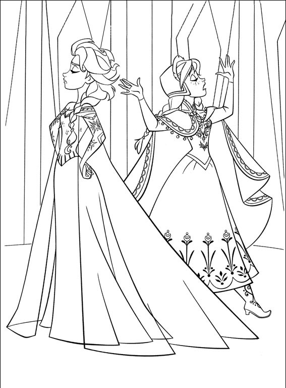 Coloriage Retrouvailles Glaciales - La Reine des neiges à imprimer