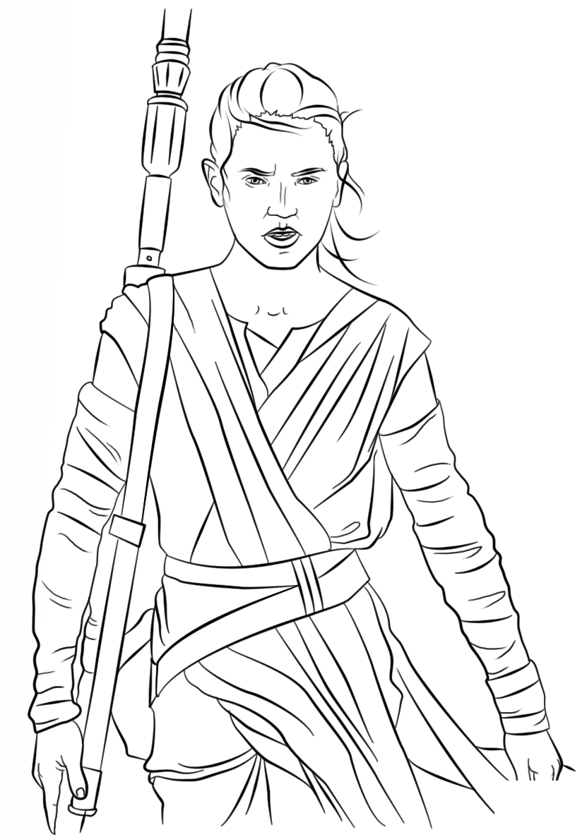 Coloriage Rey Star Wars L'Ascension de Skywalker - Star wars à imprimer