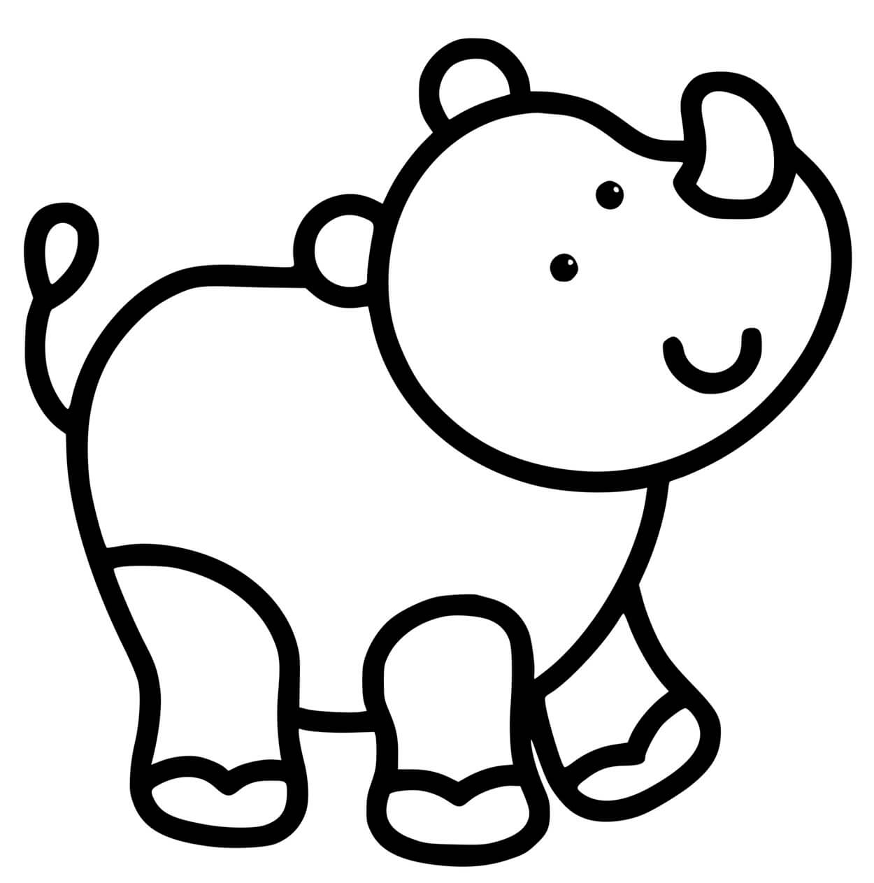Coloriage Rhinoceros Facile Maternelle 2 Ans - Facile à imprimer