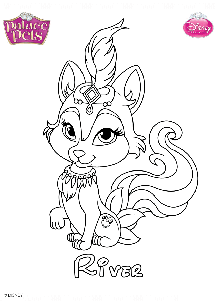 Coloriage River Princess Disney - Palace pets à imprimer