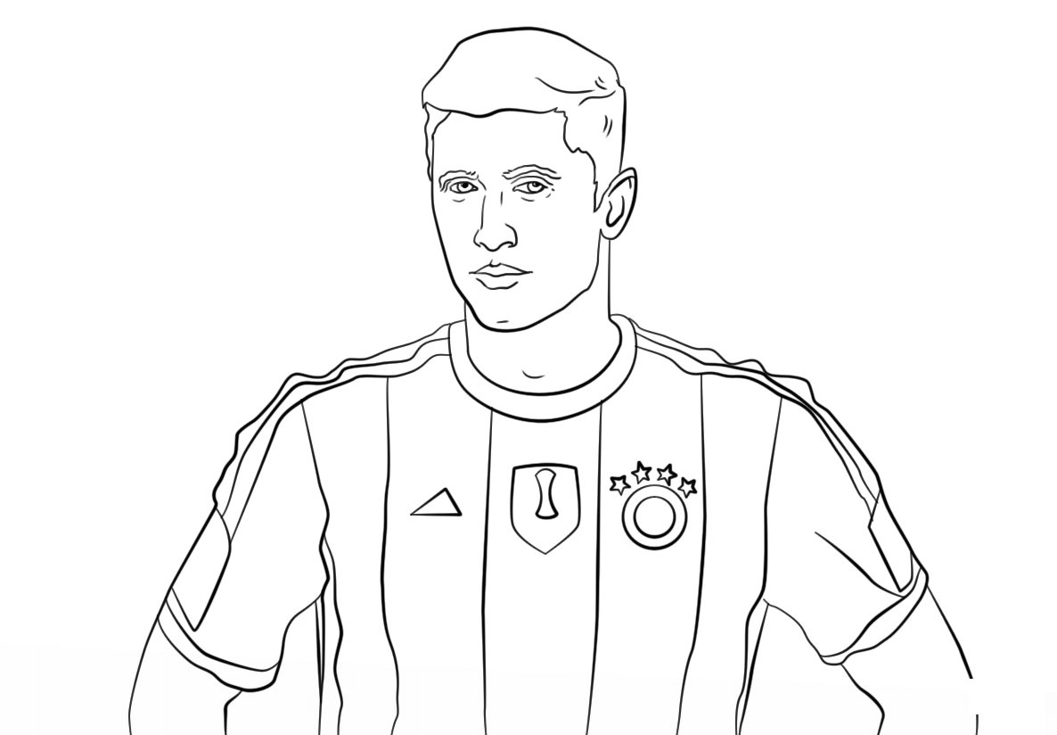 Coloriage Robert Lewandowski Foot Football - Foot à imprimer