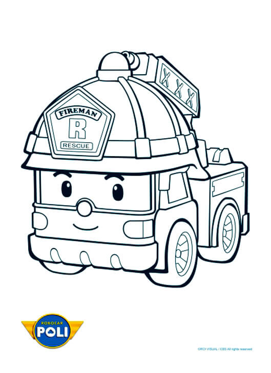 Coloriage Robocar Poli Camion De Pompier - Robocar poli à imprimer