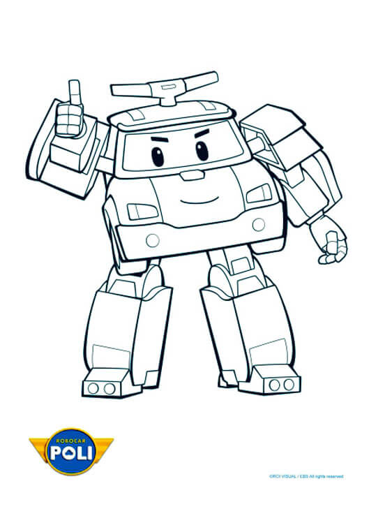 Coloriage Robocar Poli Debout Véhicule - Robocar poli à imprimer