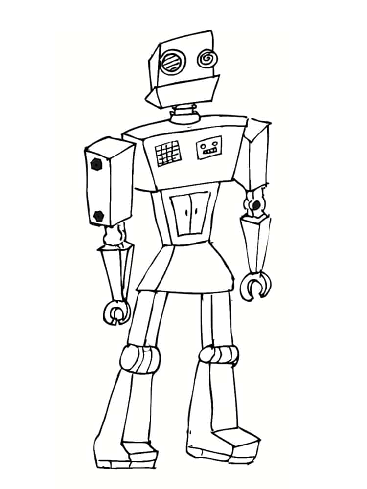 Coloriage Robot Ancien Debout - Robot à imprimer