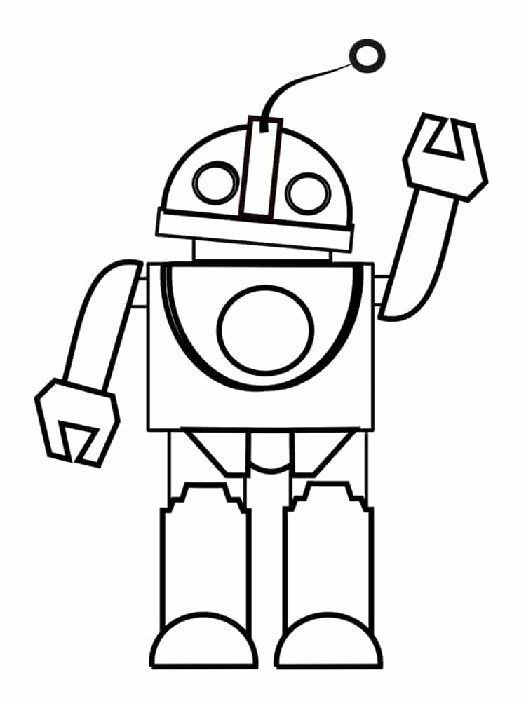 Coloriage Robot Android Te Salut - Robot à imprimer