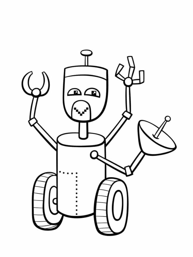 Coloriage Robot Avec Un Satelite - Robot à imprimer