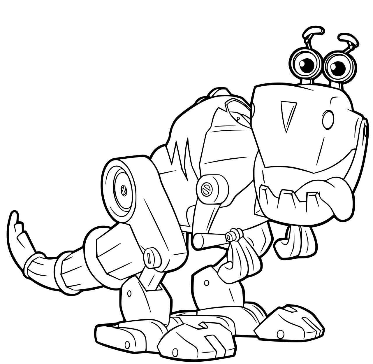 Coloriage Robot Dinosaure Gentil De Rusty Rivets - Robot à imprimer