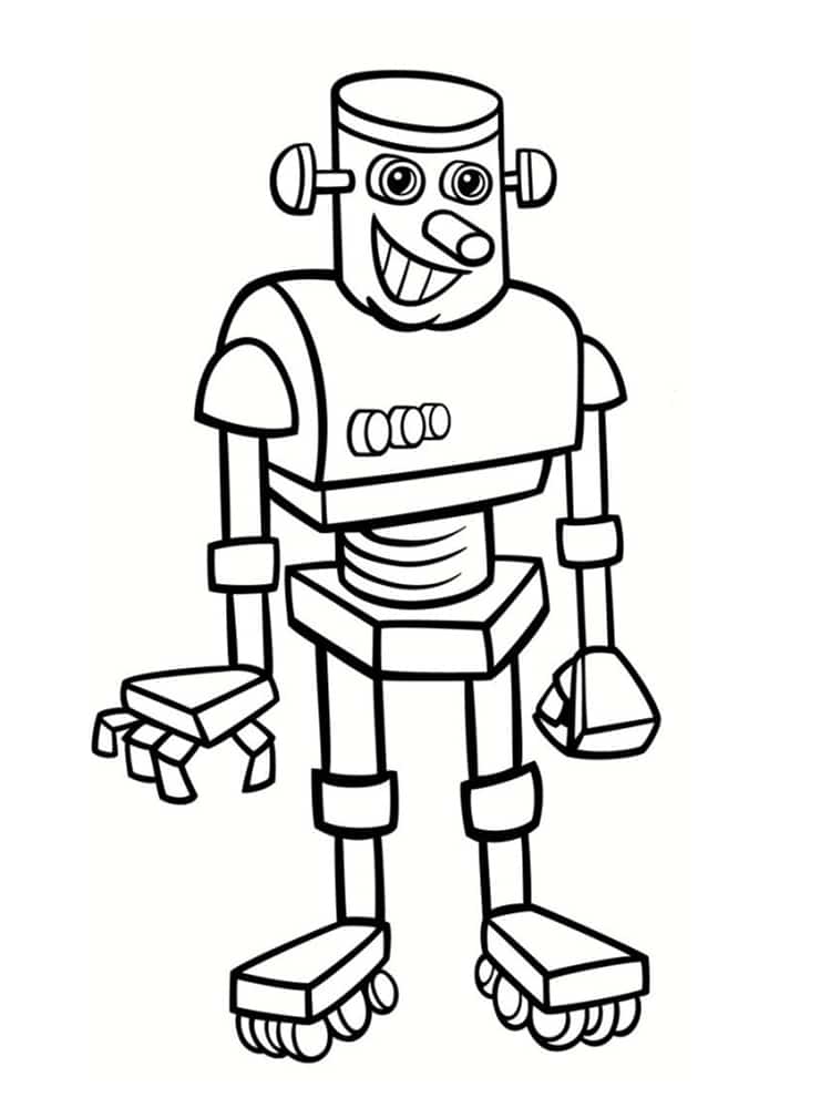 Coloriage Robot Gentil Avec Un Grand Sourire - Robot à imprimer