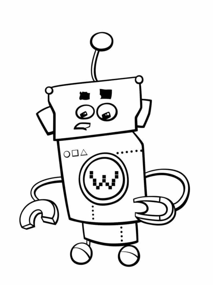 Coloriage Robot Multifonction Inquiet - Robot à imprimer