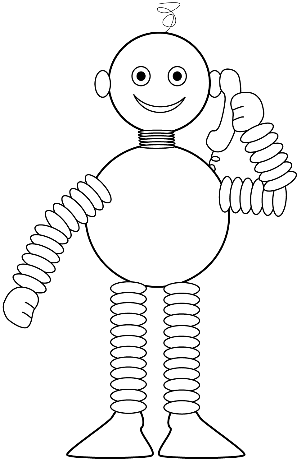 Coloriage Robot Parle Au Téléphone - Robot à imprimer