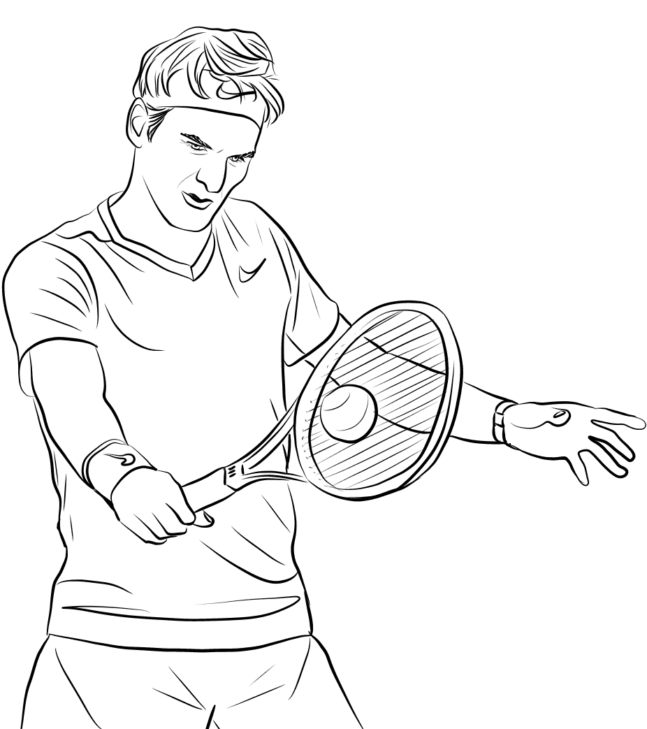 Coloriage Roger Federer Tennis - Tennis à imprimer