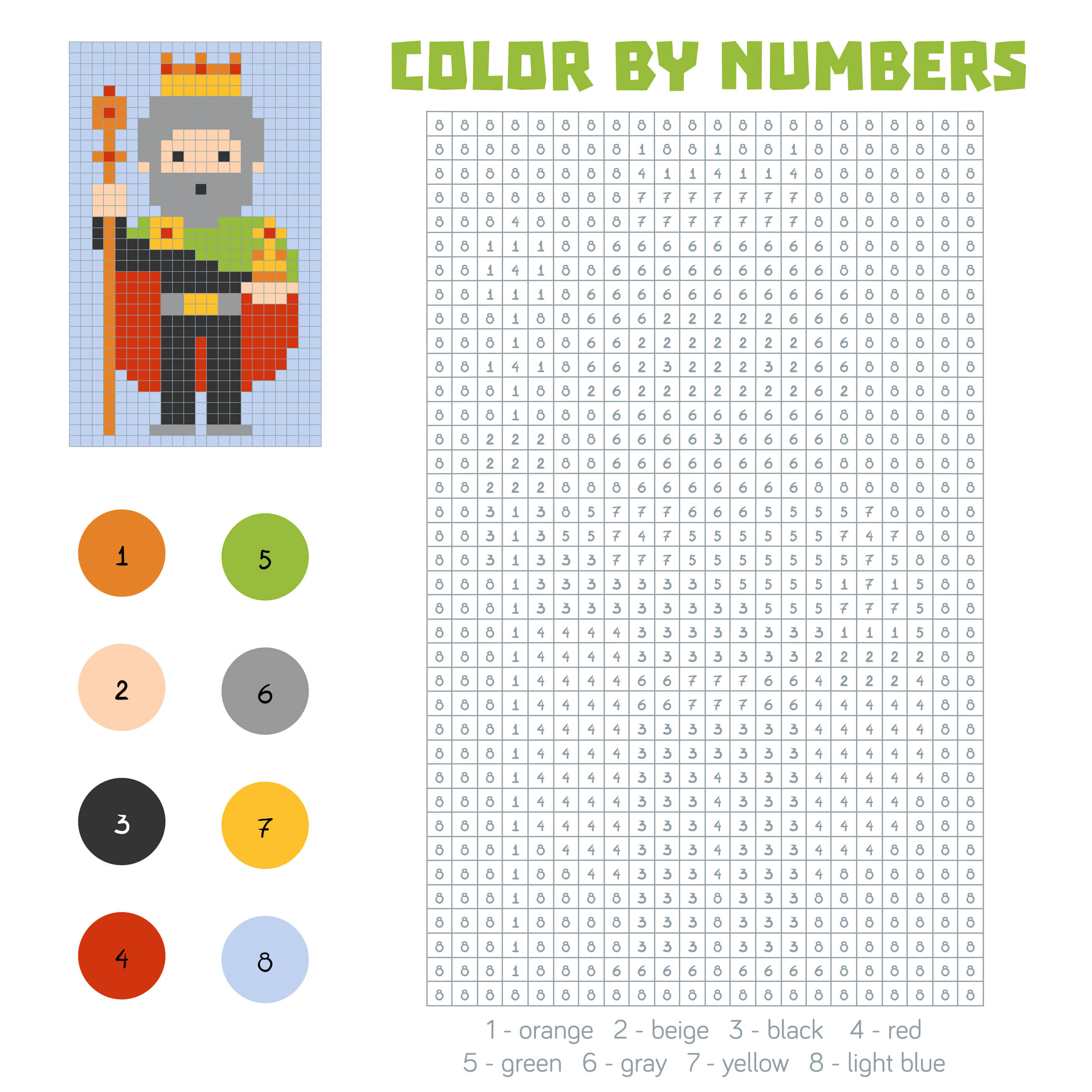 Coloriage Roi Du Château Magique Pixel - Magique à imprimer