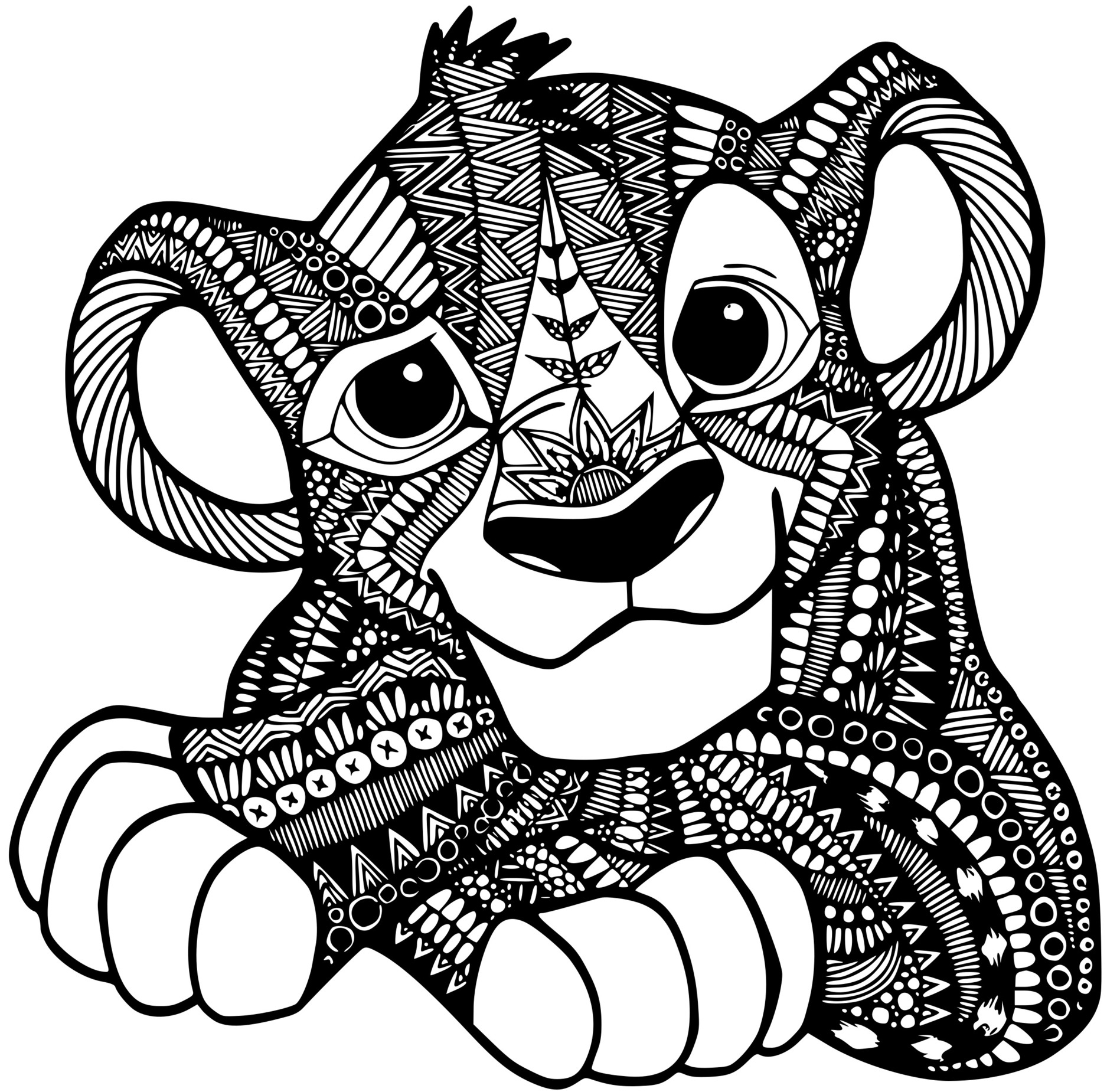 Coloriage Roi Lion Simba Mandala Disney - Mandala disney à imprimer