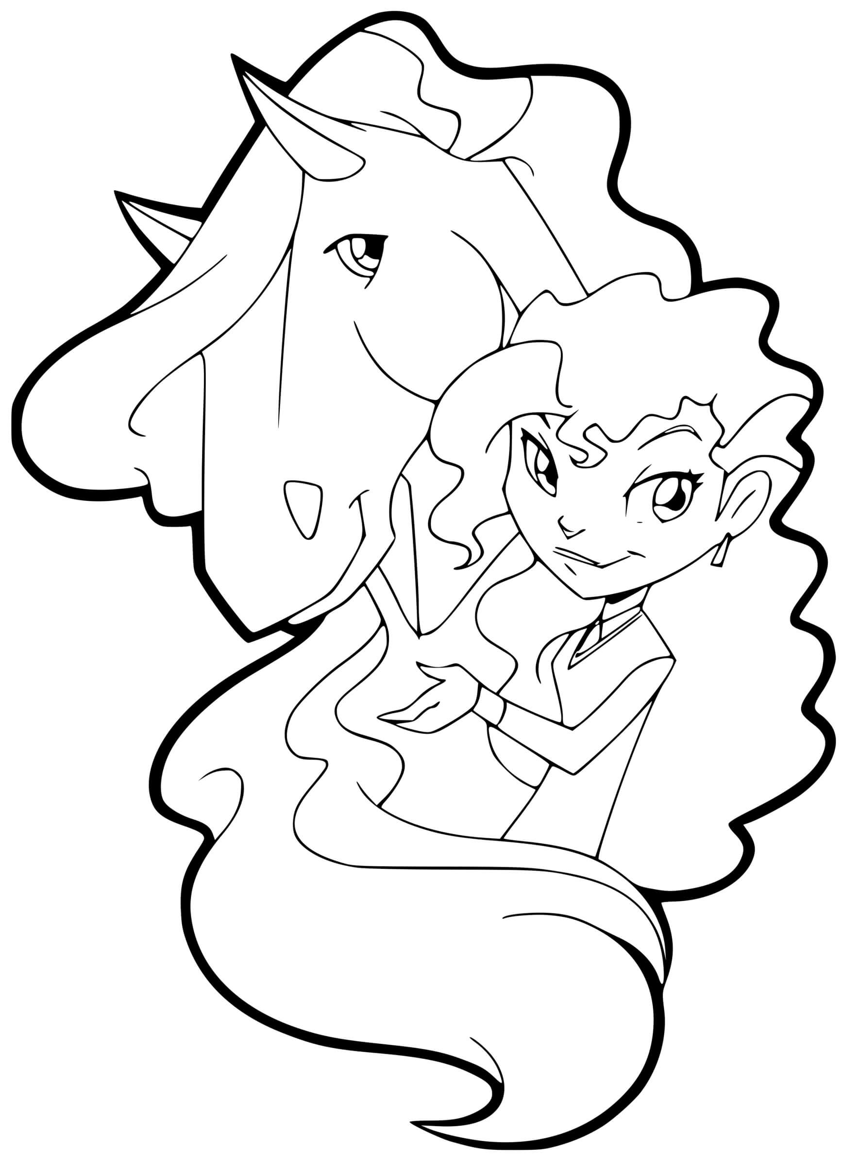 Coloriage Rosa Et Son Cheval Panache Horseland - Horseland à imprimer