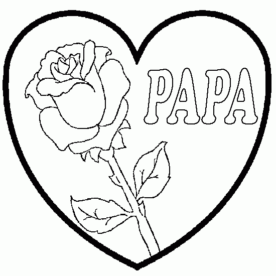 Coloriage Rose Cœur Papa - Rose à imprimer