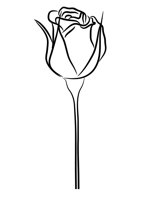 Coloriage Rose et cœur enlacés romantiques - Rose à imprimer