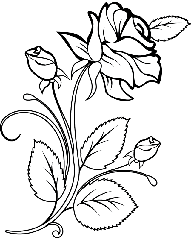Coloriage Rose ornementale avec cœur fleuri - Rose à imprimer