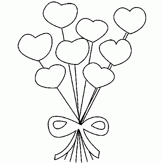Coloriage Rose fleurie ornée de cœurs - Rose à imprimer