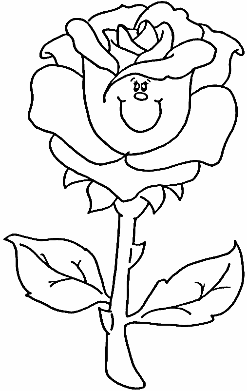 Coloriage Rose et cœur enlacés - Rose à imprimer