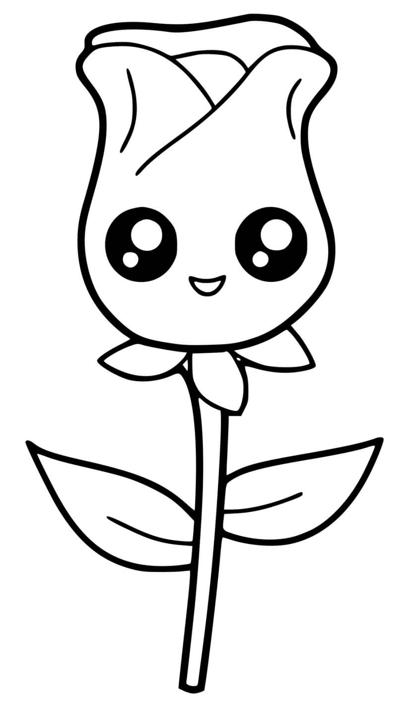 Coloriage Rose Facile Mignon - Dessin facile mignon à imprimer