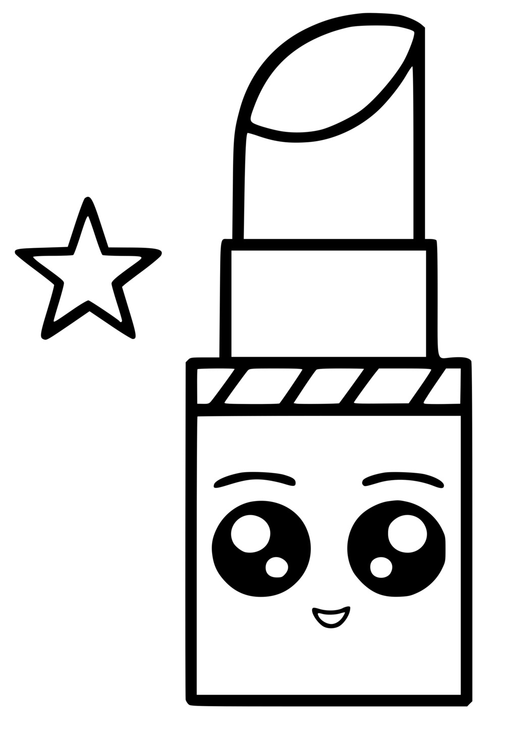 Coloriage Rouge A Levre Kawaii - Kawaii à imprimer