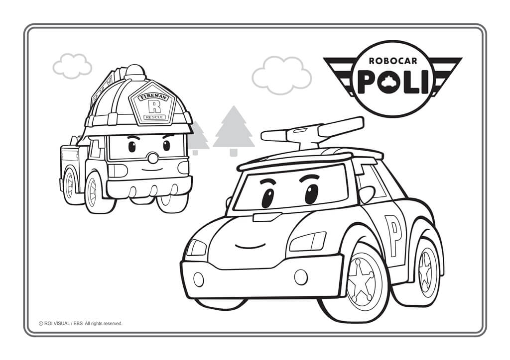 Coloriage Roy Et Poli Véhicules De Securites - Robocar poli à imprimer