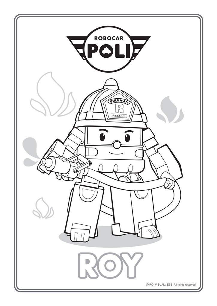 Coloriage Roy Robocar Poli Pompier - Robocar poli à imprimer