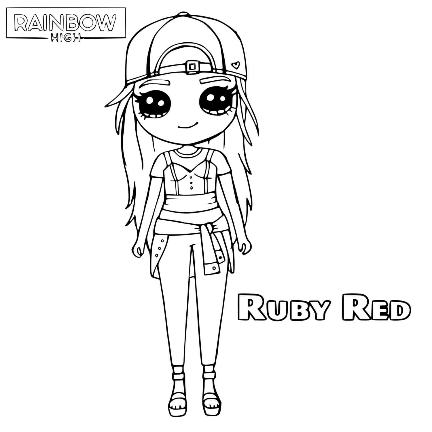 Coloriage Ruby Anderson De Rainbow High En Tenue Decontractee - Rainbow high à imprimer
