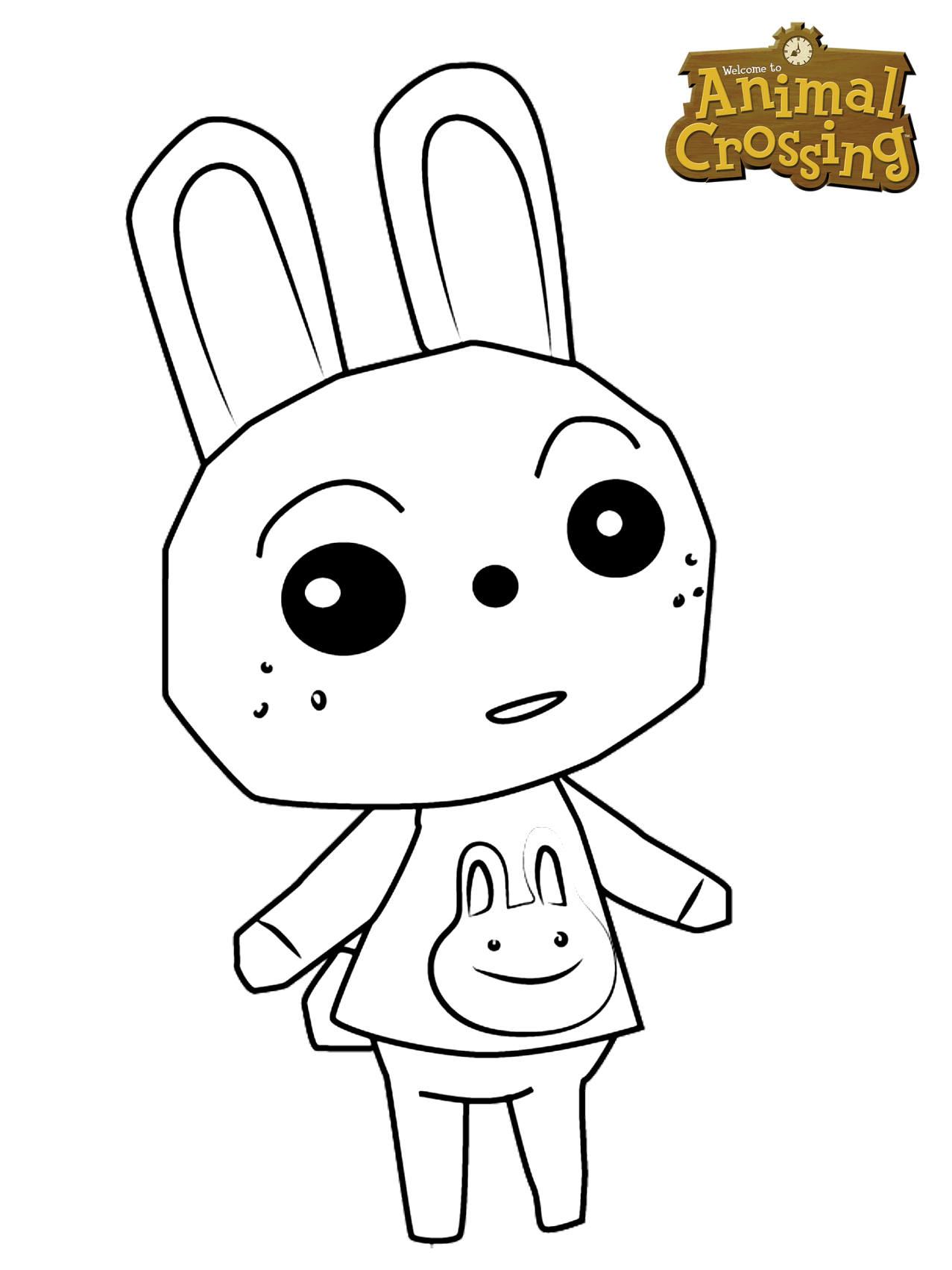 Coloriage Animal Crossing - Ruby la Lapine - Animal crossing à imprimer