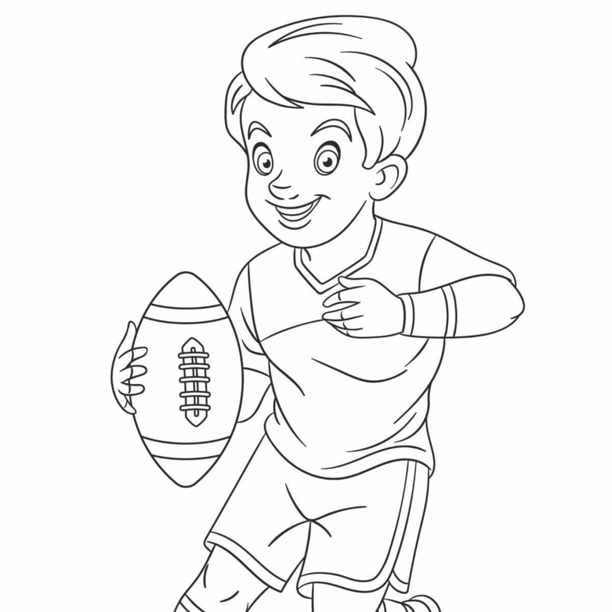 Coloriage Rugby Enfant Avec Un Balon De Rugby - Rugby à imprimer