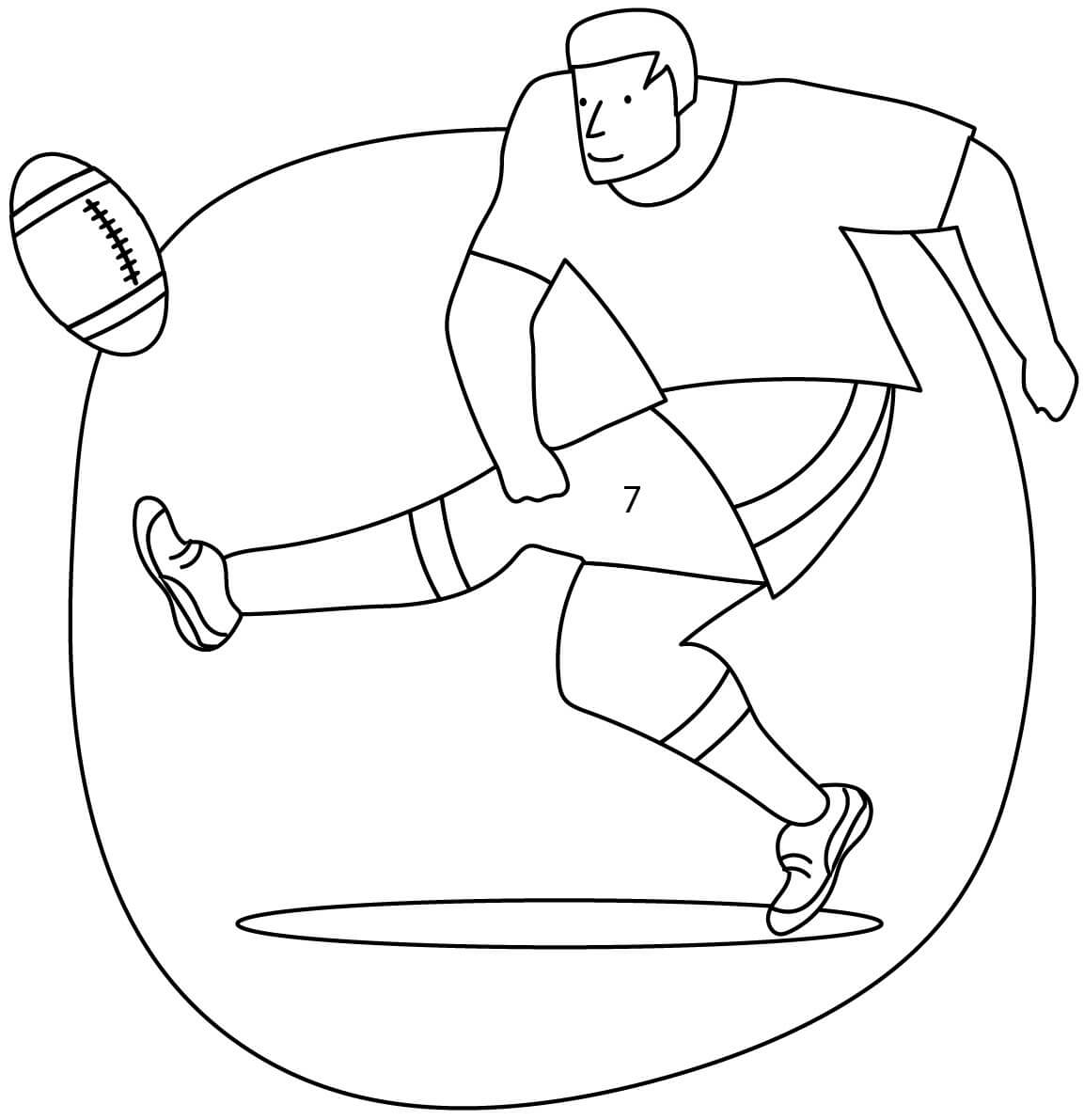 Coloriage Rugby Joueur Qui Frappe Le Ballon - Rugby à imprimer