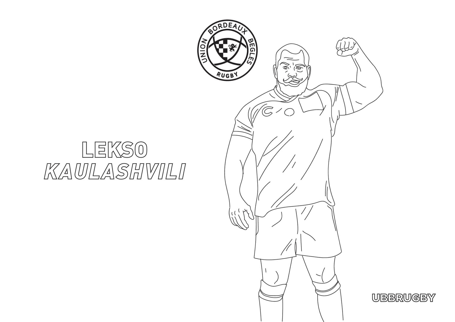 Coloriage Rugby Union Bordeaux Begles Lekso Kaulashvili - Rugby à imprimer