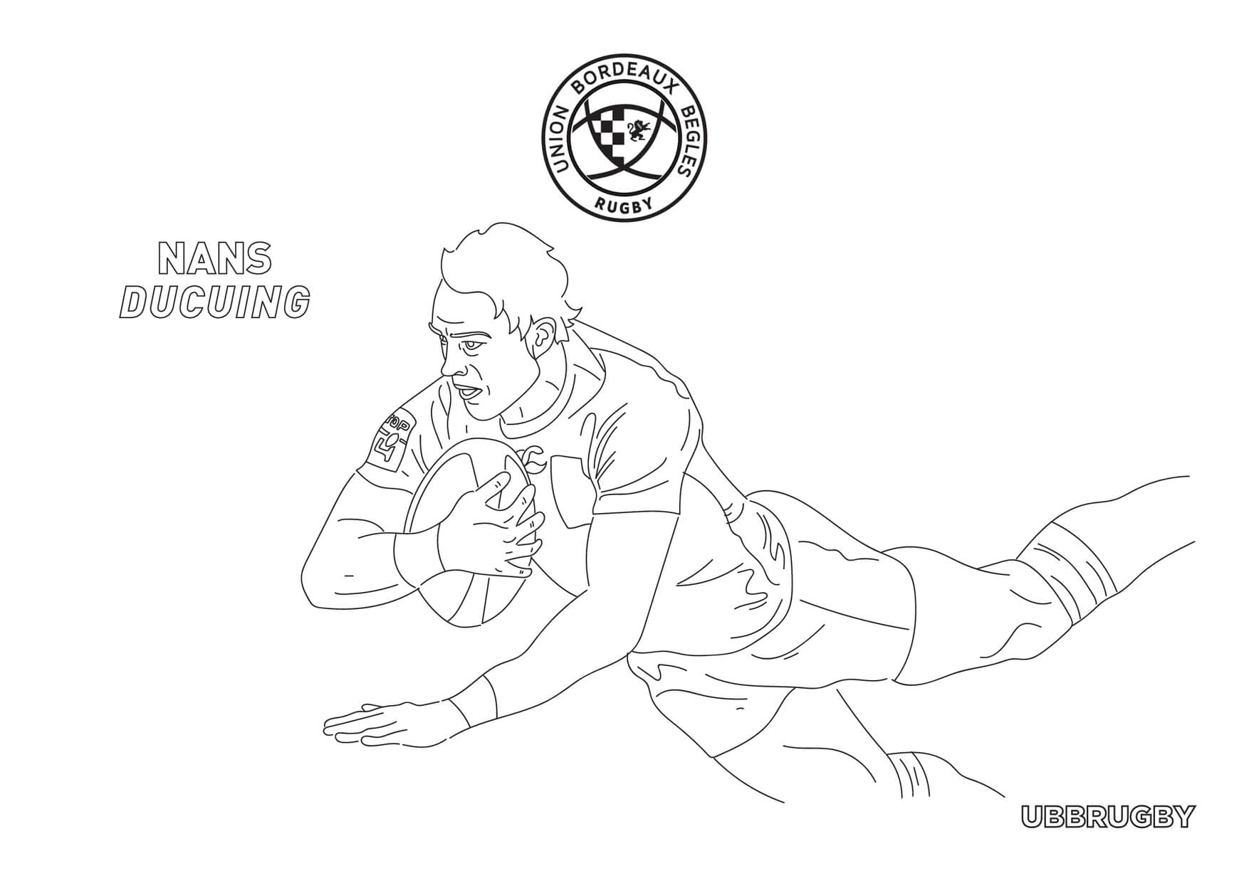 Coloriage Rugby Union Bordeaux Begles Nans Ducuing - Rugby à imprimer