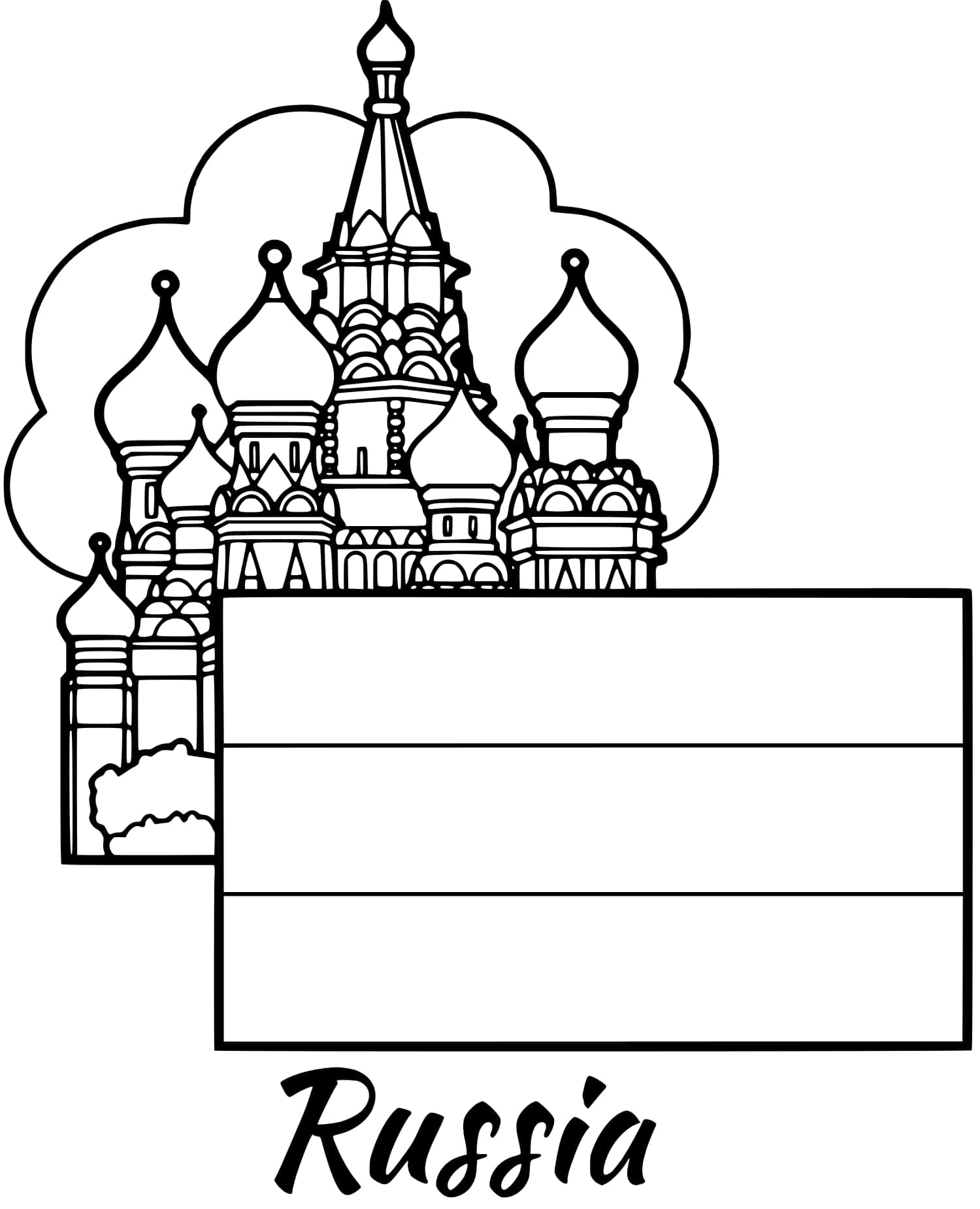Coloriage Russie Drapeau Moscow - Drapeau à imprimer