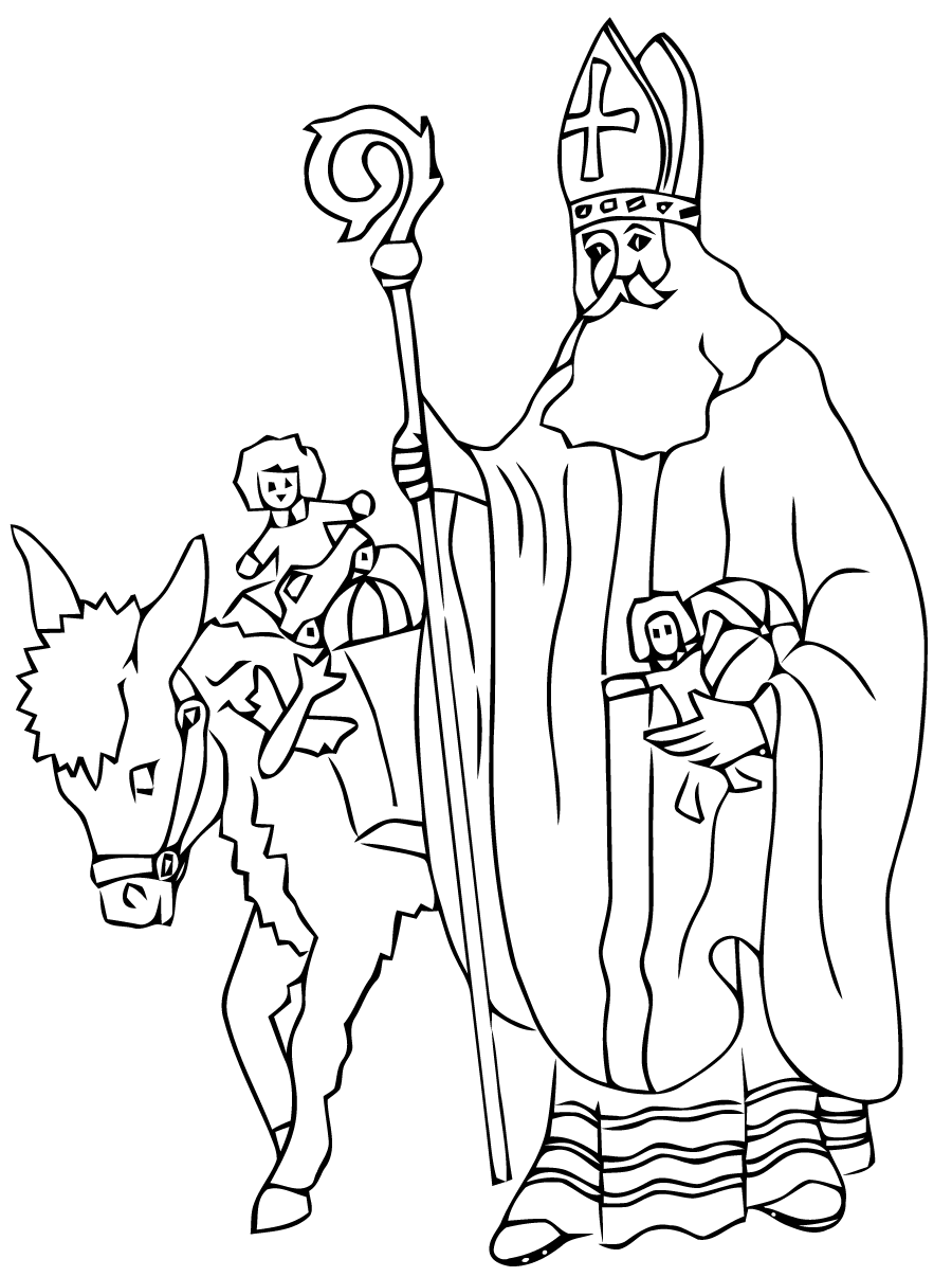 Coloriage Saint Nicolas Avec Des Cadeaux Pour Noël - Saint Nicolas à imprimer