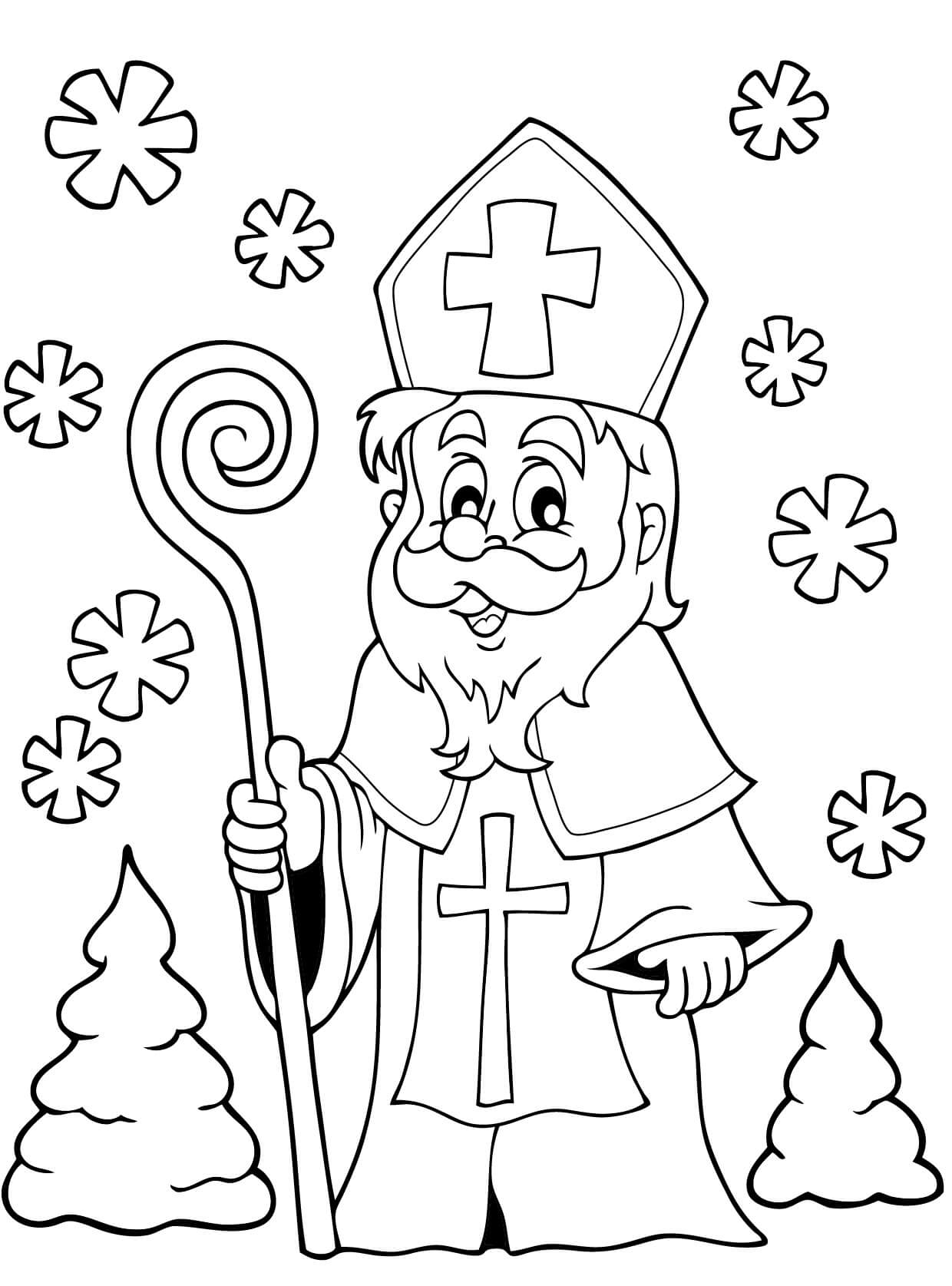 Coloriage Saint Nicolas Tradition Noël - Saint Nicolas à imprimer