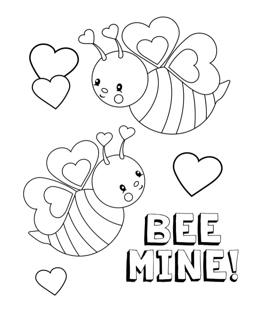 Coloriage Saint Valentin 2019 Be Mine - Saint-Valentin à imprimer
