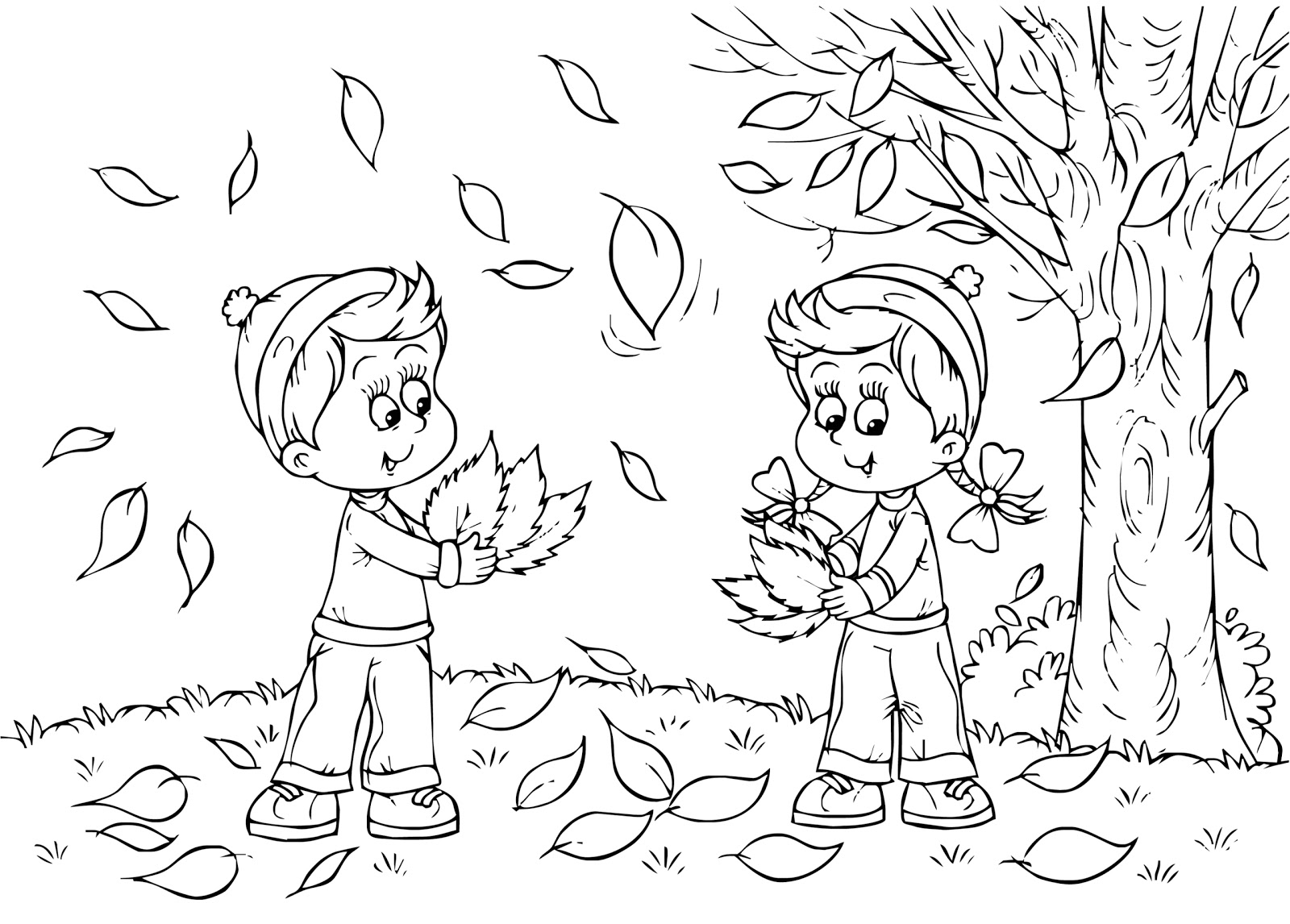 Coloriage Saison Automne Enfants - Automne à imprimer