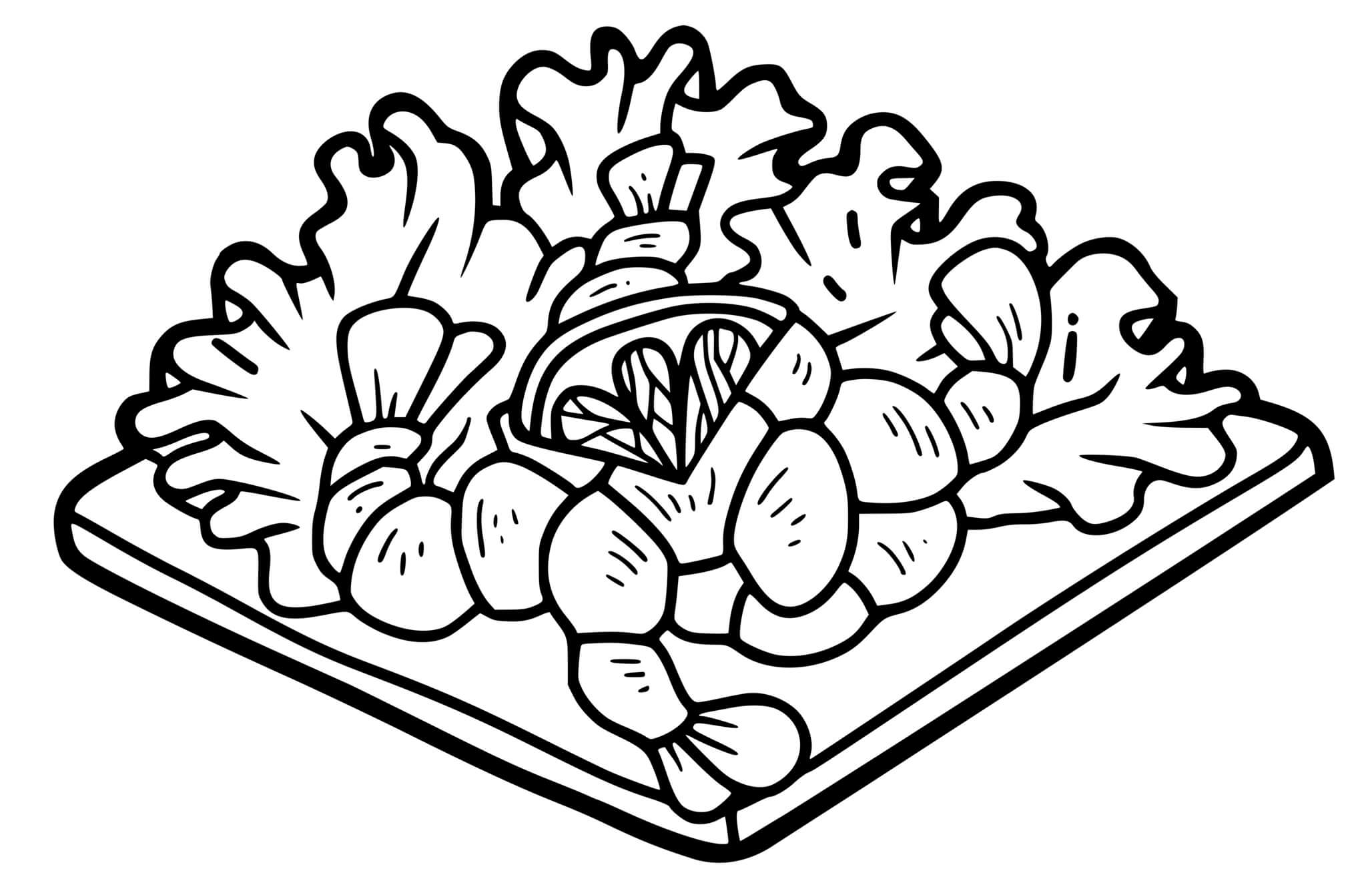 Coloriage Salade De Crevette - Salade à imprimer